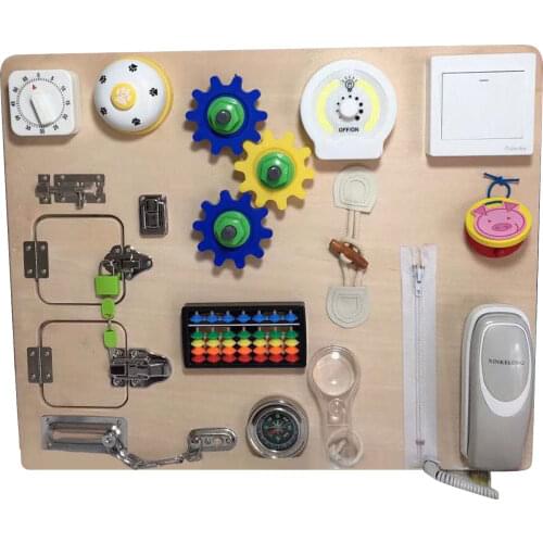 Baby Montessori Wooden Busy Block Intelligence Development Educational Activity Board Preschool Early Education Sensory Board