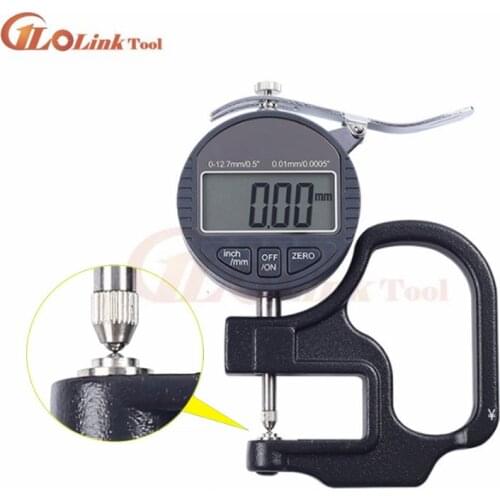 Electronic Micrometer Digital Thickness Meter Gauge 0.01mm Round Tip Depth Tester for Paper Film Leather Thickness Measuring Too