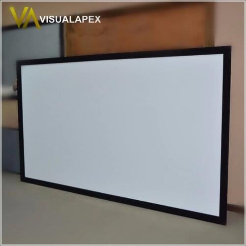 F1HCW Homecinema 16:9 HDTV 4K Ultra HDR Black Velvet Fixed Frame Home Theater Movie Projection Screent, PVC Cinema White
