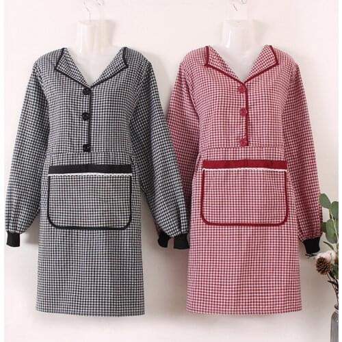 Cotton apron long-sleeved household kitchen cooking waterproof and oil-proof fashion cute adult female overalls work clothes