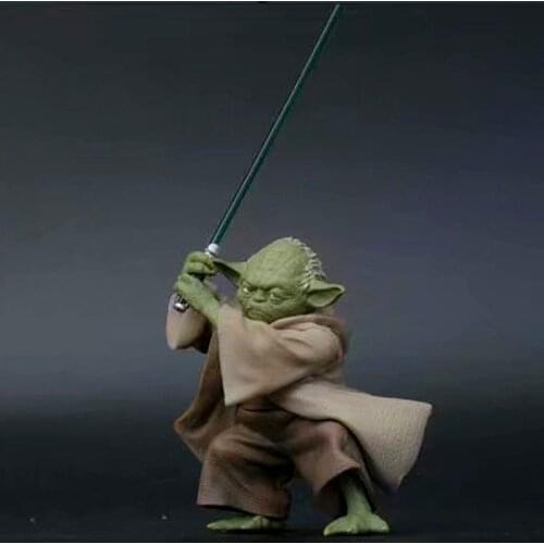 Disney Star Wars Master Yoda with Sword Anime Figure Doll Jedi Master Yoda Action Figure Toys Kids Toy Birthday Gift