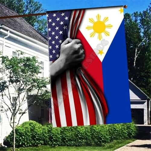 Philippines America Flag 3D Full Printing Garden Flags Hanging House Decoration