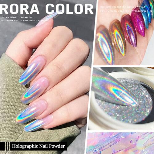 Holographic Nail Powder Chrome Laser Mirror Glitter Design Nail Art Pigment Rub Dust Flakes Decorations Brush Manicure Tools