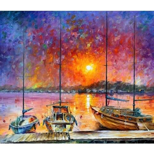 Impressionism oil painting boat river painting art bedroom Wall decoration fabric poster print painting