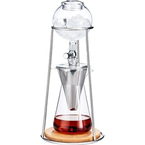 Ice drip coffee maker stainless steel drip coffee dripper glass server coffee tools high quality dripper coffee set