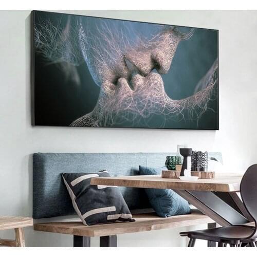 Love And Kiss Modern Abstract Art Canvas Painting Poster Print Wall Art Picture For Living Room Home Decor Frameless