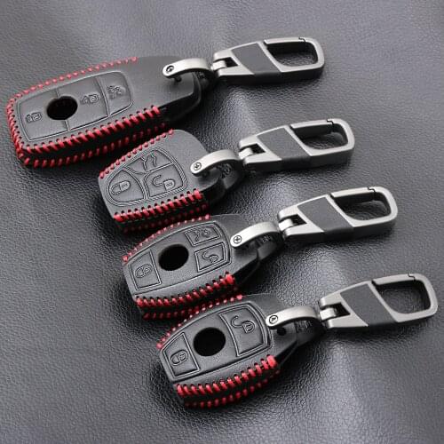 Genuine Leather 2/3/4 Button Smart Car Key Case Cover For Mercedes Benz AMG A B C E S R SLK CLA CLS GLA GLC GLE GLK ML Class