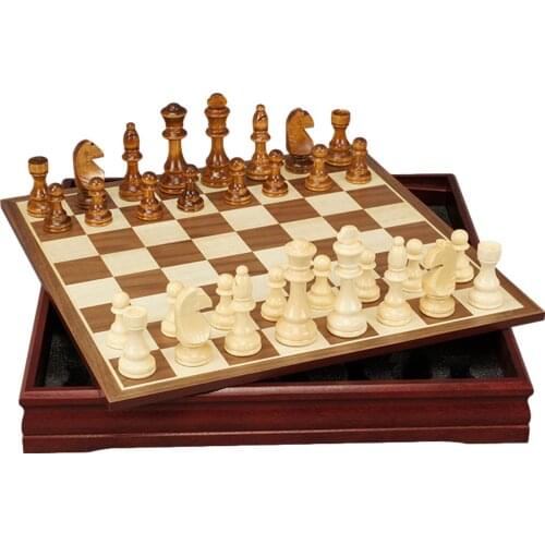 Magnetic Wooden Folding Chess Board Set Felted Game Board 39cm*39cm Interior Storage Adult Kids Gift Family Game Chess Board Toy