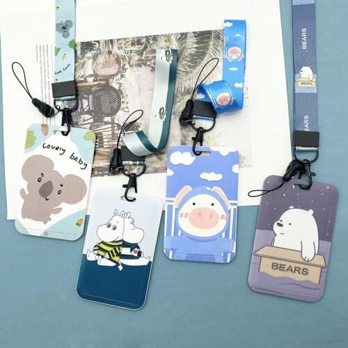 Cartoon ID Card Holder Work Card Bus Access Control Card Protective Cover Cute Student Meal Card Lanyard