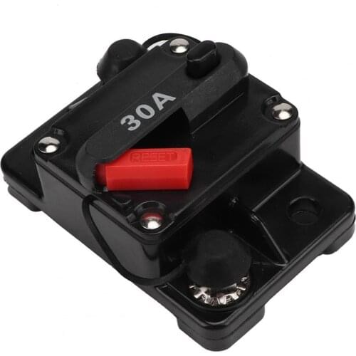 12V Reliable Circuit Breaker Self-testing Waterproof Protective Black 30A Car Inline Fuse Inverter Easy Installation for Audio