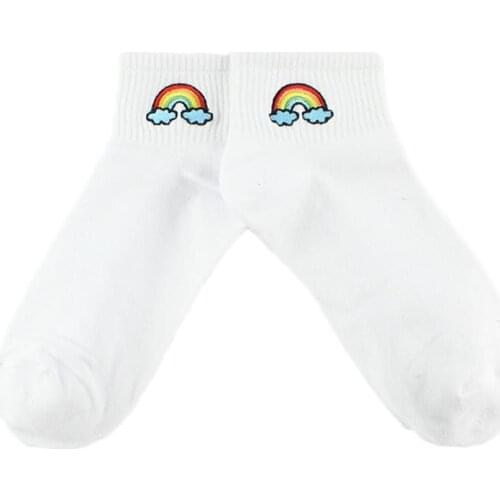 Japanese Harajuku Cute Funny Socks Handmade Jacquard Fruit Meias Kawaii Crew Socks Women Embroidery Skarpetki Sokken