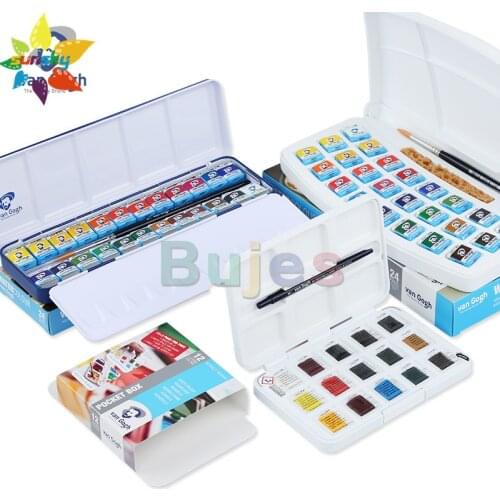 12 36 48 original VAN GOGH solid watercolor artists solid watercolor paint set drawing student pigment art set portable tin box