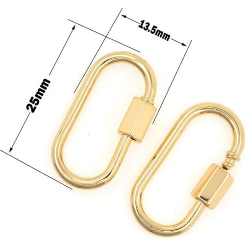 Oval Buckle Brass Carabiner,Gold Oval Buckle,Screw Buckle,Staple Charm,DIY Jewelry Making Accessories
