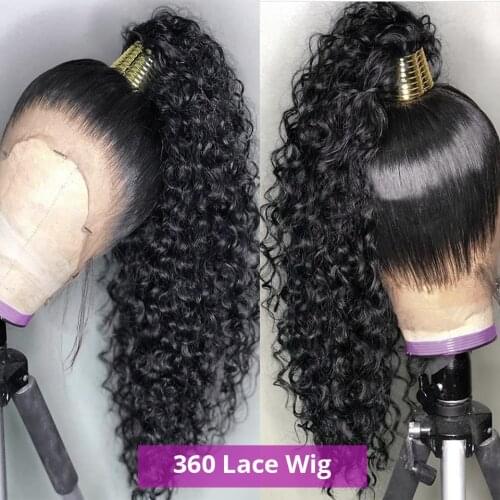 360 Lace Frontal Wig 250% Density Brazilian Remy Hair Curly Human Hair Wigs For Women Pre Plucked With Baby Hair Deep Wave Wig