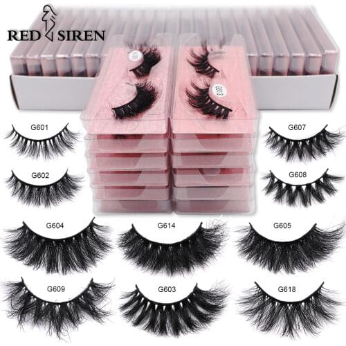 RED SIREN Real Mink Lashes Wholesale 5-100 Pairs Soft Fluffy Natural Eyelashes Bulk Handmade Makeup Mink Eyelashes