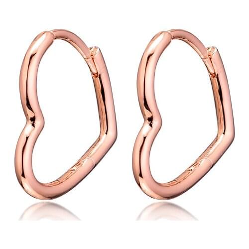 Love Heart Shape Hoop Earrings Women Rose Golden Jewelry Simple Design Female Earrings Jewelry 2019 New Special Girl Earrings
