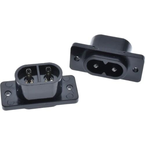 IEC320 C8 2 Terminal Power Plug Inlet Socket AC 250V 2.5A Screw Mount Black AC005