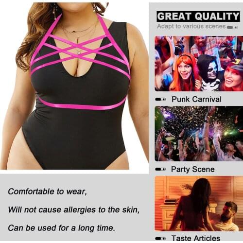 Harajuku Hot and Passionate Chest Harness Red Sexy Hanging Neck Top Cage Bra Bondage Plus Size Lingerie Woman Exotic Accessories