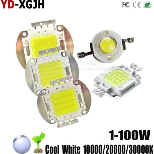 High Power LED Chip Pure Cold White Lighting Beads 1W 3W 5W 10W 20W 30W 50W 100W 10000K-35000K Integrated Matrix Bulb COB Lamp