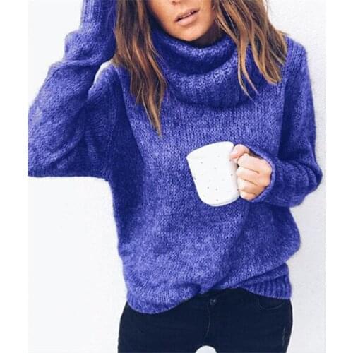 YGYEEG Loose Sweater Women Pullover Casual Turtleneck Long Sleeve Wool Knitting Female Jumpers Solid Basic Polyester Thick Tops