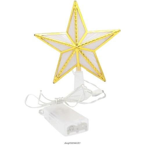 Christmas Tree Topper 3D Plastic Star with LED Light Up USB Battery Powered Farmhouse Treetop Lamp Xmas Holiday Party wholesales