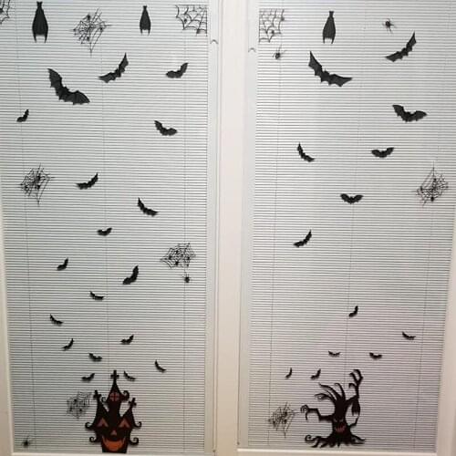 Halloween Decoration DIY Black Bat Spider Wall Decals For Living Room Bedroom Home Decoration For Halloween Scary Horror Party