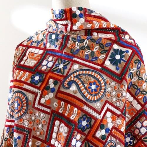 High quality water soluble soft yarn lace fabric Color cotton embroidery tissu Cheongsam skirt dress material