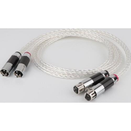 High Quality Hi-End 8AG Silver Plated OCC 16 Strands Audio Cable With Carbon Fiber 3pins XLR Balanced cable,xlr connector