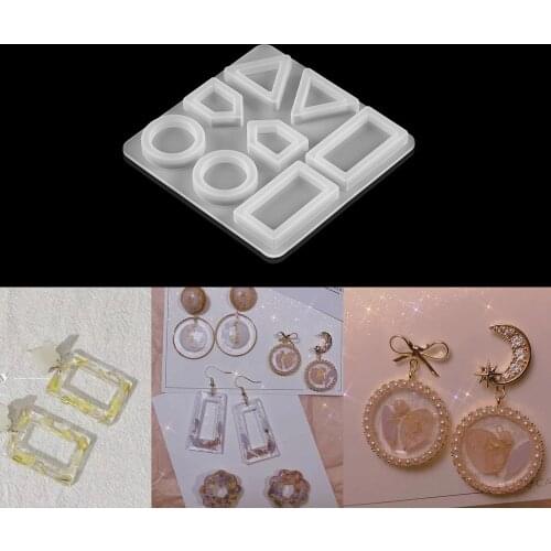 1pcs Mirror Earrings Resin Mold Crystal Epoxy Earrings Pendant Silicone Mold Geometry Mould For DIY Jewelry Making Supplies