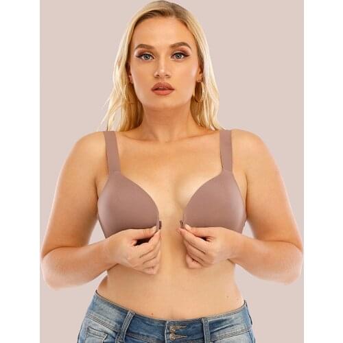 Women Wireless Bras Comfort Full Coverage Front Closure Bralette Large Size One-Piece Underwear Cup 34 36 38 40 42 B C D DD Bh