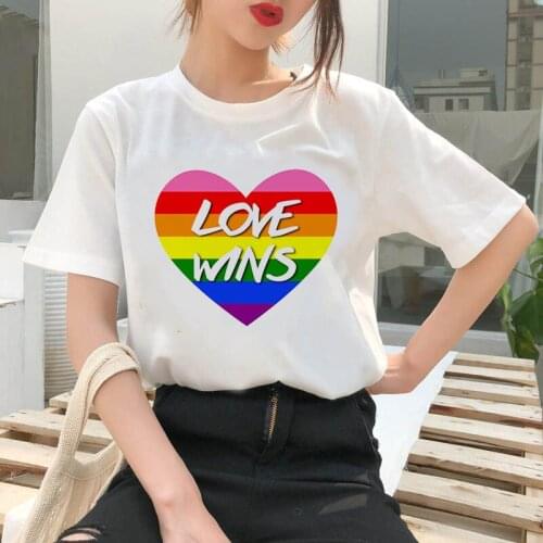 Lgbt t-shirt Love Wins Women TShirts gay love is love women rainbow top t-shirt 90s Tshirt Streetwear T-shirts