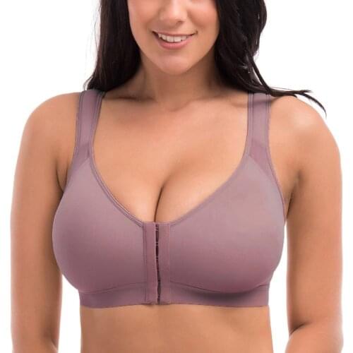 Womens Back Support Front Closure Bra Full Coverage Non-Padded Underwear Plus Size Wire Free Lingerie for Female 44 46 B C D DD