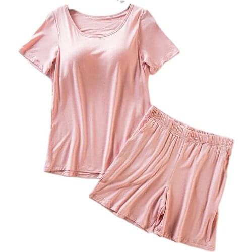 3522D-7Women Modal Pajama suit womens summer loose cotton casual bottoming Sleepwear shorts two-piece homewear set