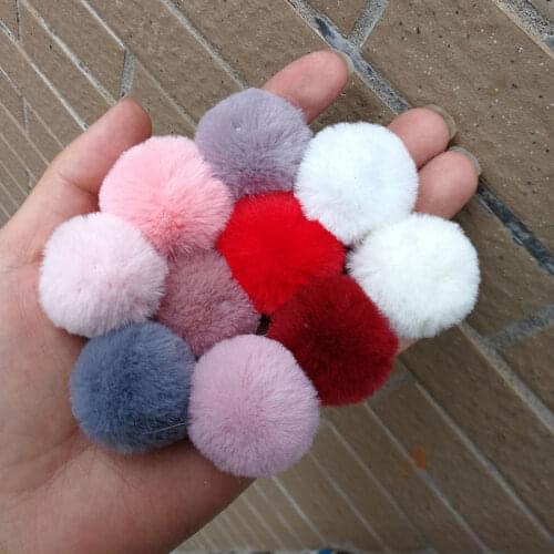 3CM~4CM 1PC Fluffy Cute Mini Pompom faux Rabbit Fur Ball KeyChain Women Accessories Artificial Key Ring DIY Earring Accessories