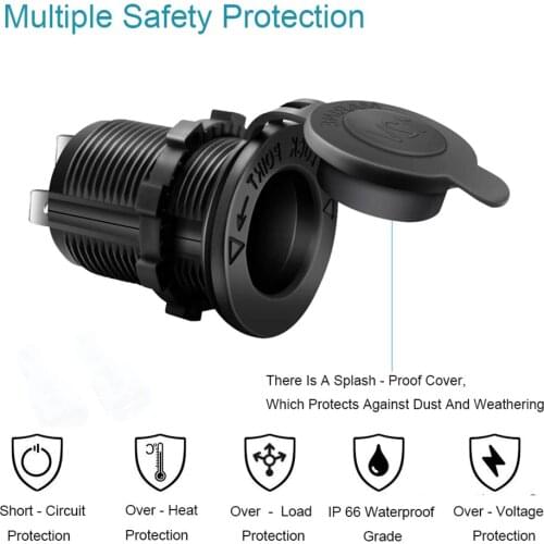 1pc Car Cigarette Lighter Socket Plug 12V DC Outlet Waterproof Car Boat Motorcycle Cigarette Lighter Sockets Power Plug Outlet