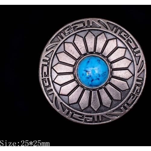 10pcs 25MM /1" Antique Silver Matt Tribal Sun Flower Western Turquoise Concho For Leathercraft Bag Belt Saddle Decor Button