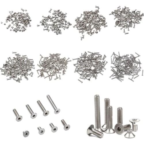 100Pcs 304 Stainless Steel Hex Countersunk Screw Metric Thread DIN7991 Flat Head Screw Bolt M3*4/5/6/8/10/12/14/15/16/18/20mm