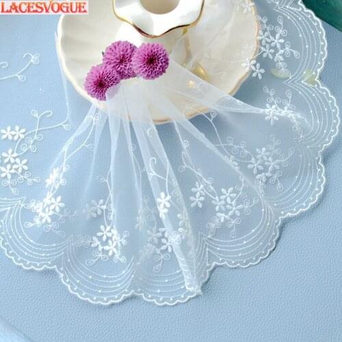 19yards 13cm Mesh embroidery Lace fabric Handmade DIY Patchwork Garment needlework sewing accessories Clothing Decoration 196