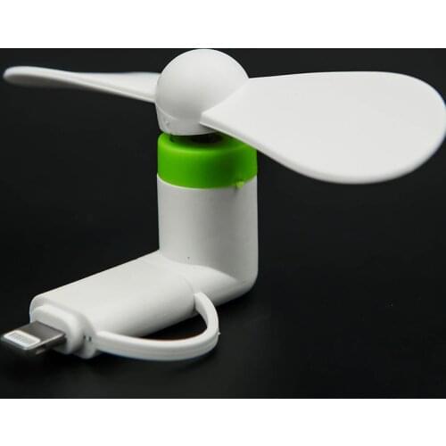 2 IN 1 Travel Portable CellPhone Mini Fan Cooling Cooler For Micro USB For iPhone 5 5S SE 6 6S Plus 8 Pin Android Phones S6 S7