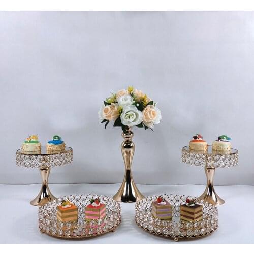 3-8 pcs Gold Mirror Surface Wedding Dessert Tray Cake Stand Wedding Party Birthday Decoration Pan Cake Cookies Display