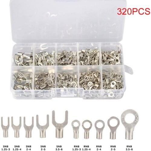 320pcs OT/UT Multiple Size Brass Terminal 10 in 1 Cold Heat Resistance Corrosion Resistant Terminals for Cable Wire WWO6