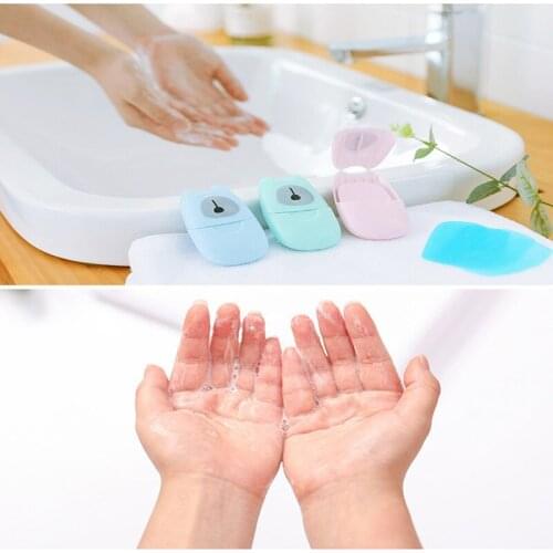 50PCS/Box Mini Disposable Soap Paper Outdoor Travel Bath Clean Soap Tablets Portable Soap Paper Scented Slice Foaming Boxed