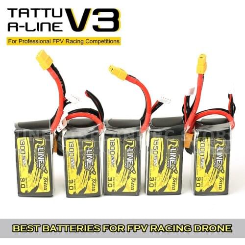 Tattu R-Line Version 3.0 V3 1300/1550/1800/2000mAh 95C 100C120C 4S 6S 4.2V Lipo Battery XT60 Plug FPV Racing Drone RC Quadcopter
