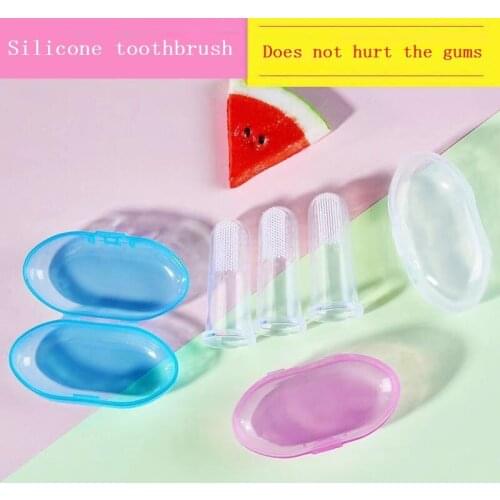 Baby Finger Toothbrush Children Teeth Clear Care Tool Soft Silicone Infant Tooth Brush Rubber Cleaning Baby Brush + Box