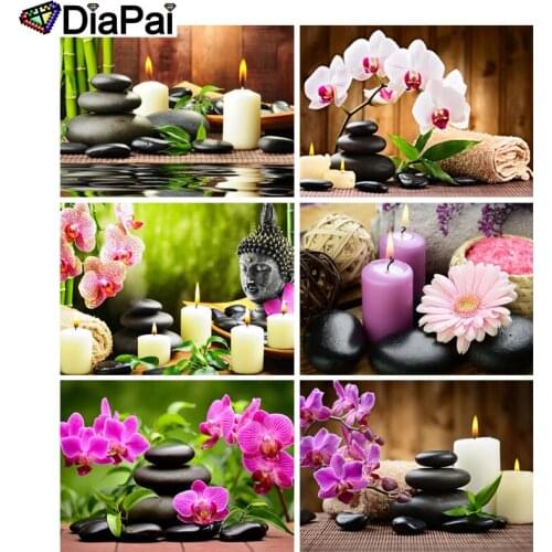 DIAPAI 100% Full Square/Round Drill 5D DIY Diamond Painting "Buddha flower candle" 3D Embroidery Cross Stitch Home Decor