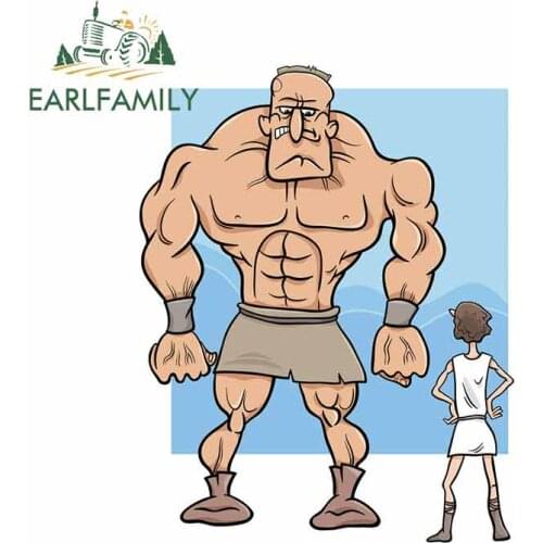 EARLFAMILY 13cm x 10.2cm for David and Goliath Auto Bumper Window Car Stickers Fashion Occlusion Scratch 3D Funny Vinyl Decal