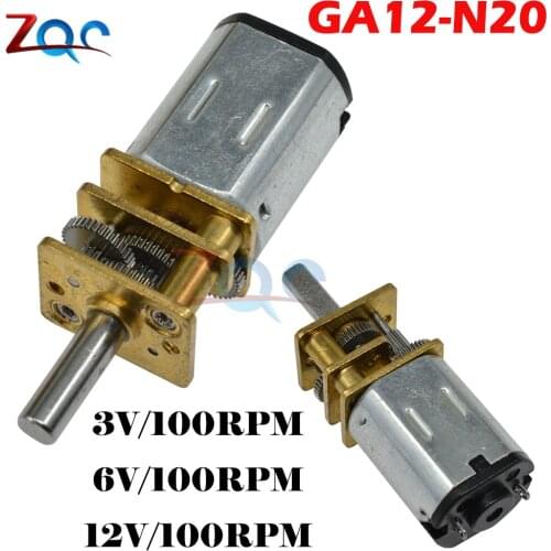 GA12-N20 3V 6V 12V 100RPM Mini Metal Gear DC Motor with Gearwheel Deceleration Motor Low Speed for Fan Car Hobby Toy RC Car