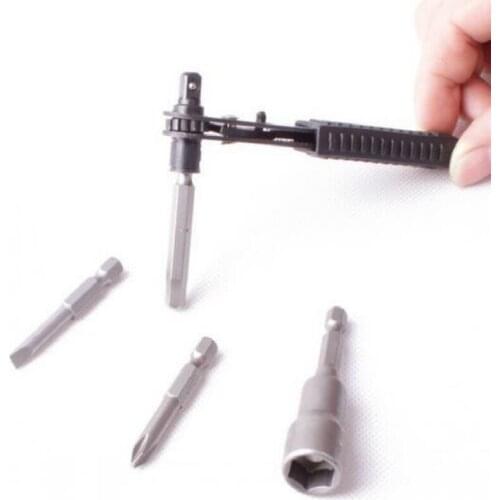 6.35cm Socket Black Mini 1/4" Ratchet Wrench Screwdriver Socket Wrench Rods Quick Release Professional Hand Tools Rini Ratchet