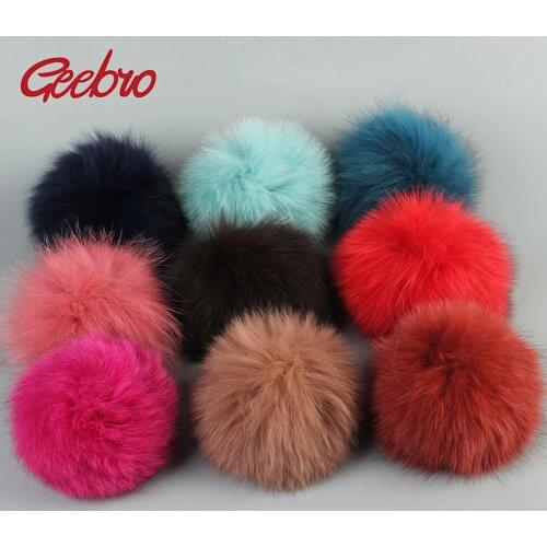Geebro 1 PCS 14 cm Genuine Natural Fox Fur Pompoms Big Real Fur Balls For Winter Beanies Scarf Accessories Real Fur Pompon DQ824