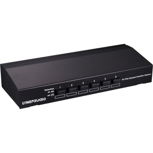 LINEPAUDIO Professional 6 Pairs Single Source Speaker Selector Bidirectional Connection Stereo Loudspeaker Receiver Splitter Box